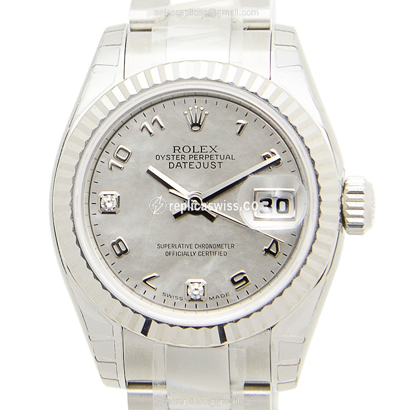 Elegant White Dial Rolex Lady Datejust Replica, Automatic Movement & Silver Strap Watch