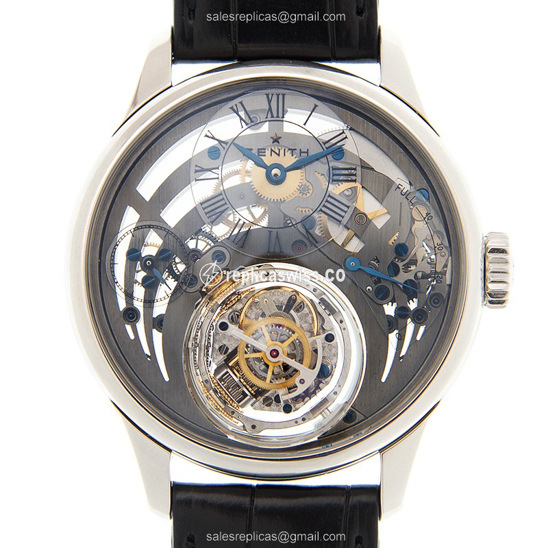 Elegant Zenith Academy Replica in 950 Platinum, Automatic Movement, Gray Dial & Alligator Strap