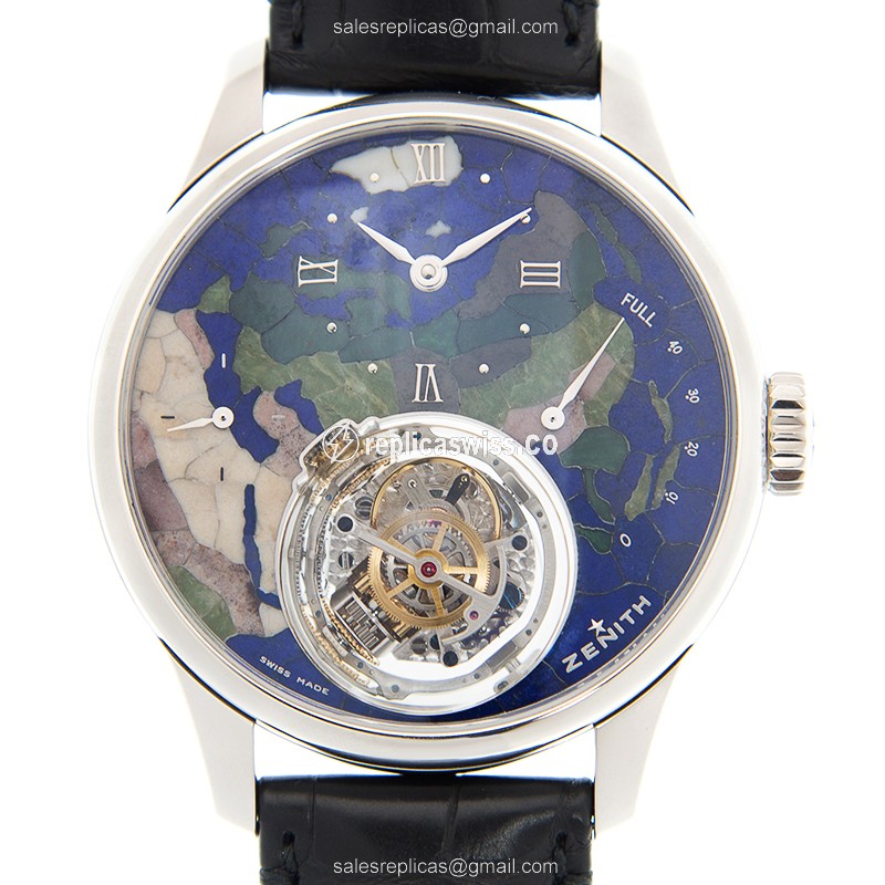 Elegant Zenith Academy Replica Watch | Manual Wind Movement | 950 Platinum Case & Blue Dial