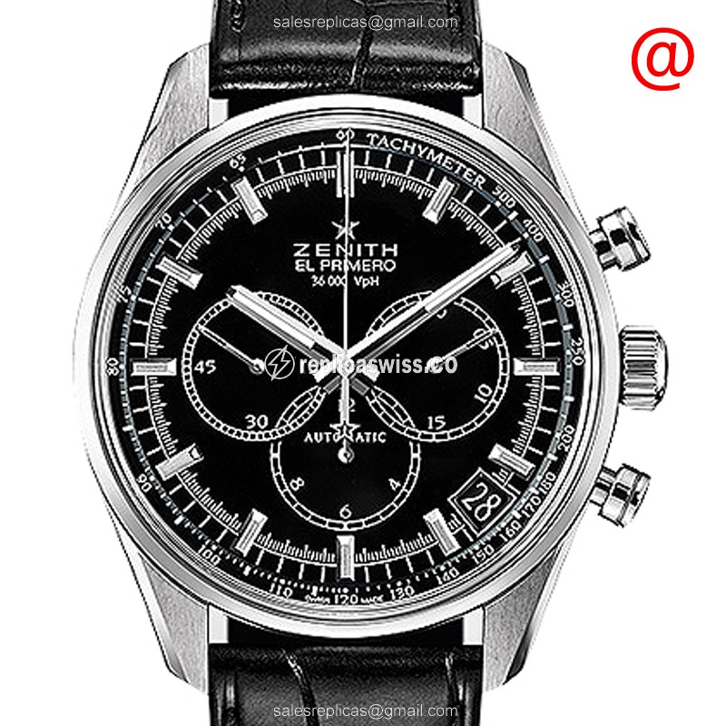 Elegant Zenith Chronomaster Replica, Automatic Movement, Black Dial, Stainless Steel Case Watch