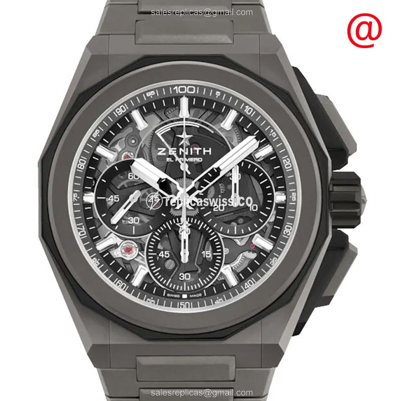 Elegant Zenith DEFY Automatic Replica, Exquisite Black Dial on Titanium Case Watch