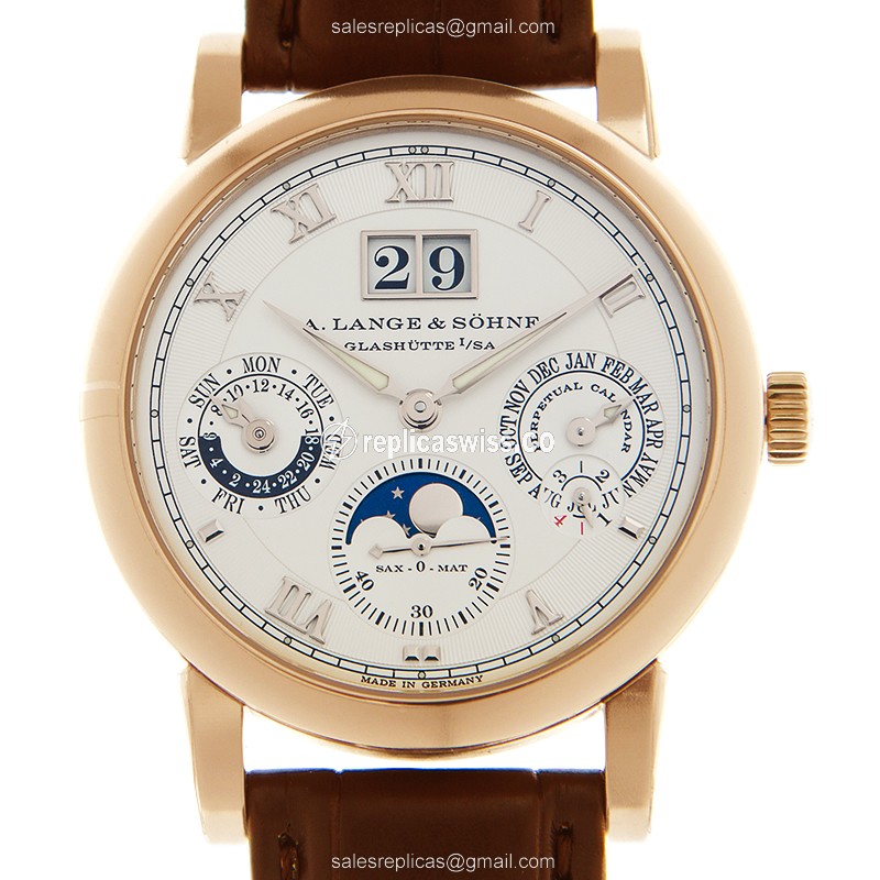 Exquisite A Lange & Sohne Saxonia Replica in 18kt Rose Gold with Automatic Movement White Dial