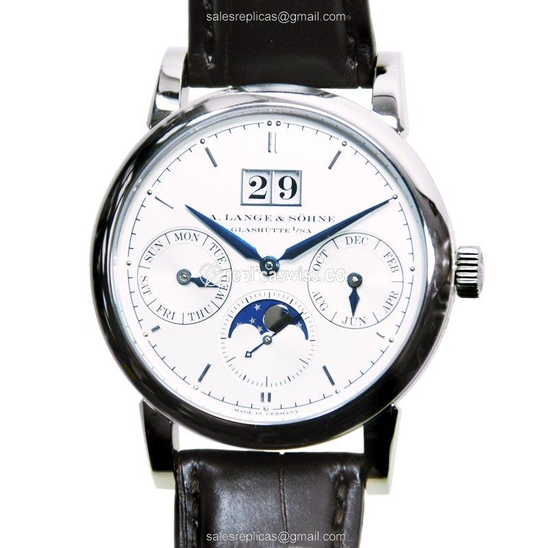 Exquisite A Lange & Sohne Saxonia Replica in 18kt White Gold with Automatic Movement White Dial