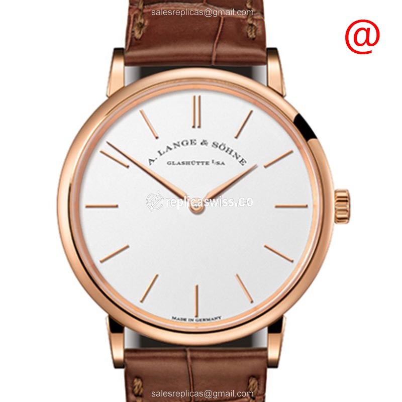 Exquisite A Lange & Sohne SAXONIA Replica with Manual Wind, 18kt Rose Gold Case & White Dial Watch