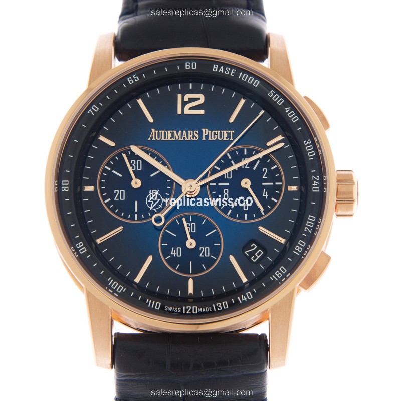 Exquisite Audemars Piguet 11.59 Replica in 18kt Rose Gold, Automatic Movement & Blue Dial Watch