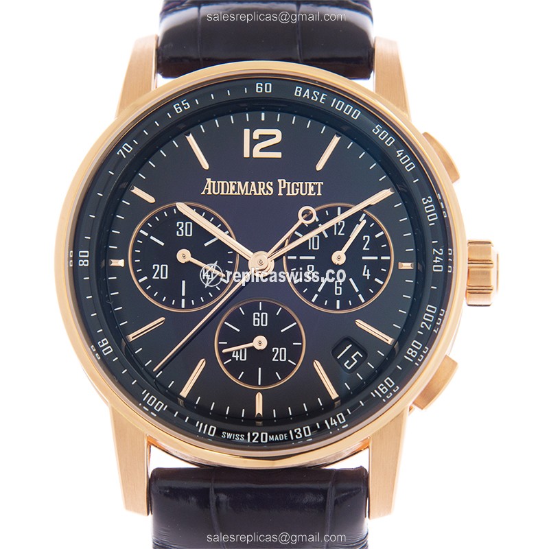 Exquisite Audemars Piguet 11.59 Replica Watch in 18kt Rose Gold, Automatic Movement, Purple Dial