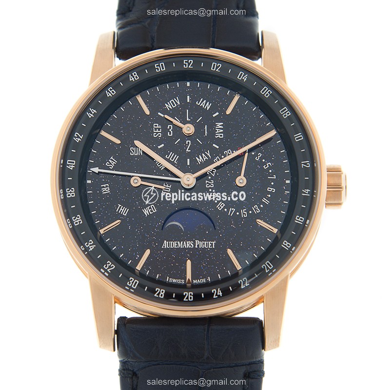 Exquisite Audemars Piguet 11.59 Replica with Blue Dial & 18kt Rose Gold Case, Automatic Movement