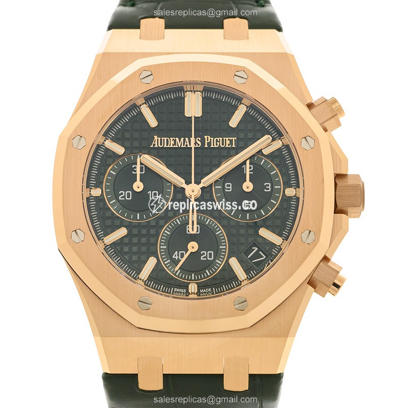 Exquisite Audemars Piguet 26240OR.OO.D404CR.01 Replica in Green Dial & Rose Gold, Automatic