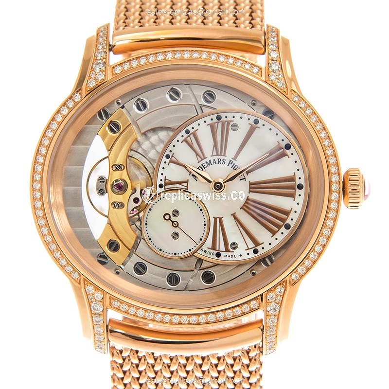 Exquisite Audemars Piguet Millenary 77247OR.ZZ Replica, Manual Wind, 18kt Gold Case & White Dial