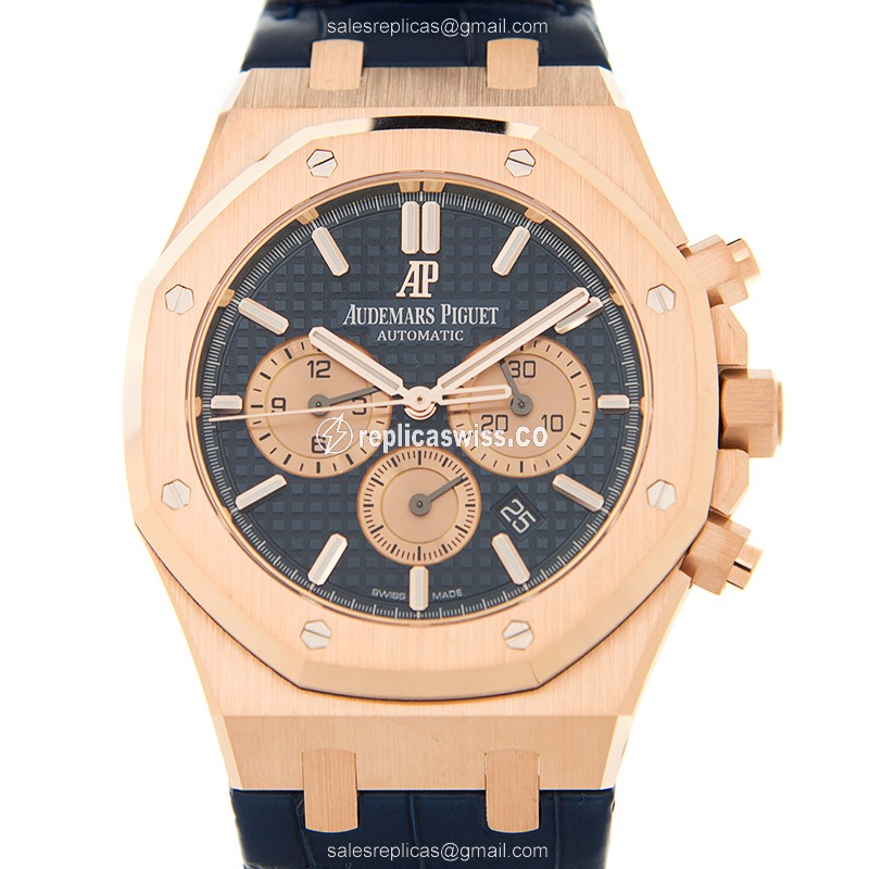 Exquisite Audemars Piguet ROYAL OAK AUTO 26331OR.OO.D315CR.01 Replica, 18kt Rose Gold Case, Blue