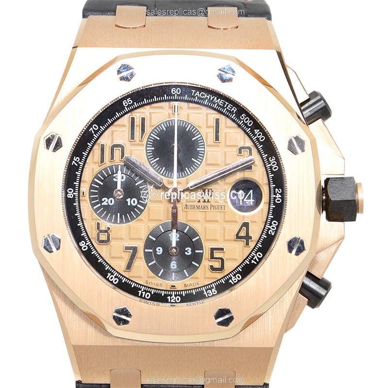 Exquisite Audemars Piguet Royal Oak Offshore Replica in 18kt Gold, Automatic Movement, Black