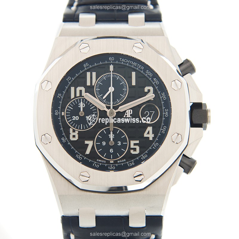 Exquisite Audemars Piguet ROYAL OAK OFFSHORE Replica in Black Dial & Stainless Steel Case