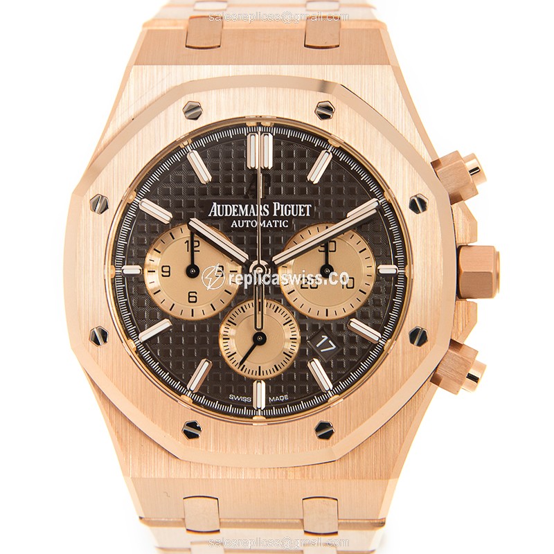 Exquisite Audemars Piguet Royal Oak Replica in 18kt Gold Case, Automatic Movement, Rich Brown