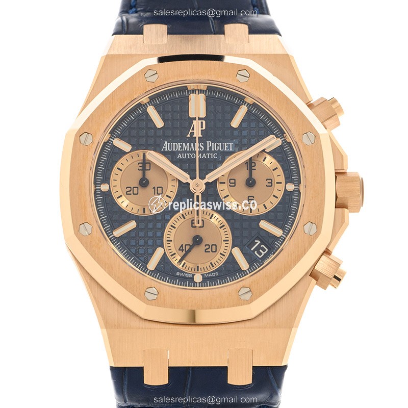 Exquisite Audemars Piguet ROYAL OAK Replica in 18kt Gold with Blue Dial & Automatic Movement Watch