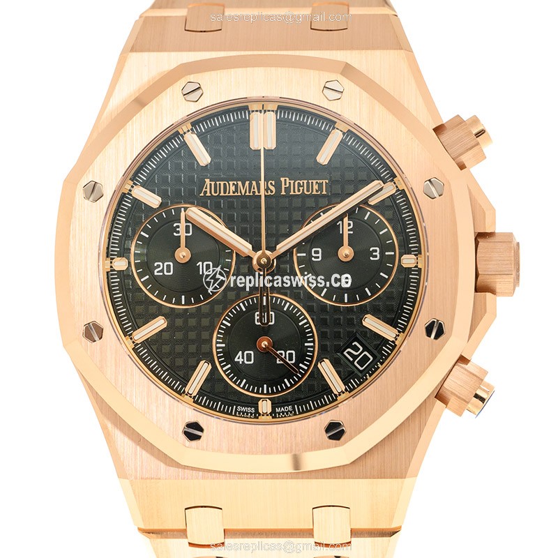 Exquisite Audemars Piguet Royal Oak Replica in 18kt Green Dial Gold Case, Automatic Movement Watch