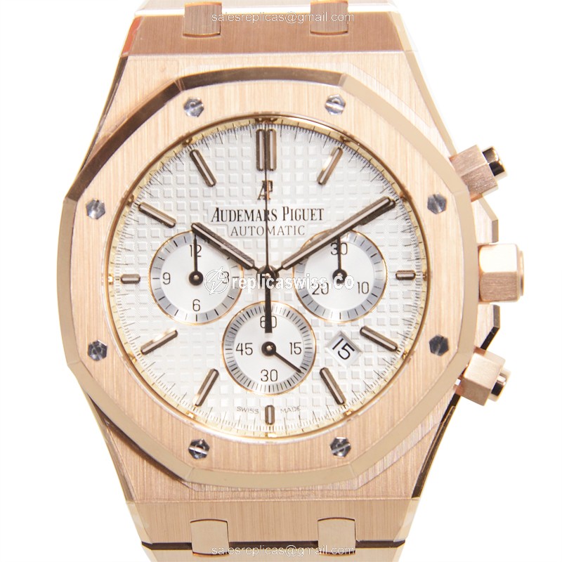 Exquisite Audemars Piguet Royal Oak Replica in 18kt Rose Gold, Automatic Movement & Silver Dial
