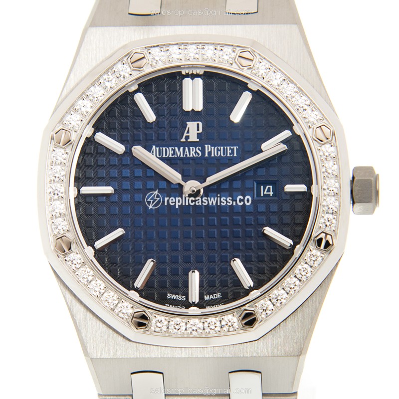 Exquisite Audemars Piguet Royal Oak Replica in Blue Dial, Titanium Case & Silver Strap Watch