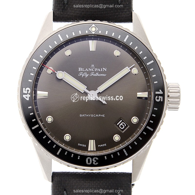 Exquisite Blancpain 5000-1110-B52A Replica Watch: Automatic Movement, Gray Dial, Canvas Strap