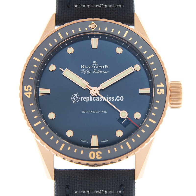 Exquisite Blancpain 5000-36S40-O52A Replica with Automatic Movement 18kt Gold Case Watch