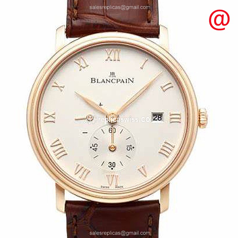 Exquisite Blancpain Villeret Replica in 18kt Rose Gold, Manual Wind Movement & White Dial Watch