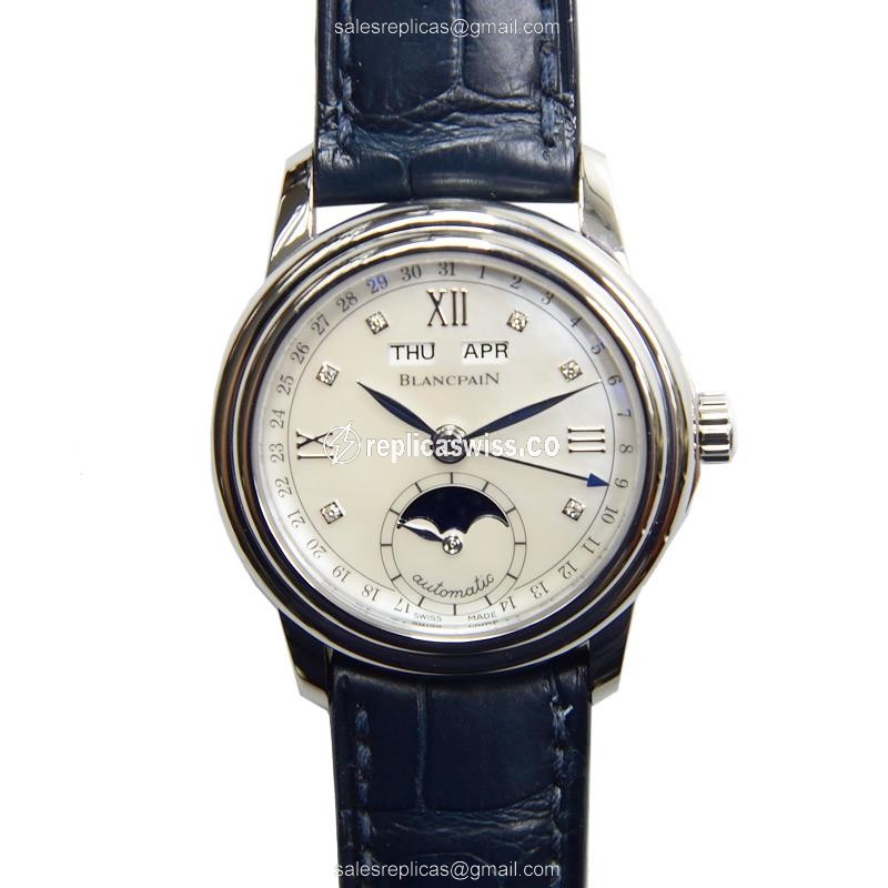 Exquisite Blancpain Women's Replica Watch in Stainless Steel with Automatic Movement & White Dial