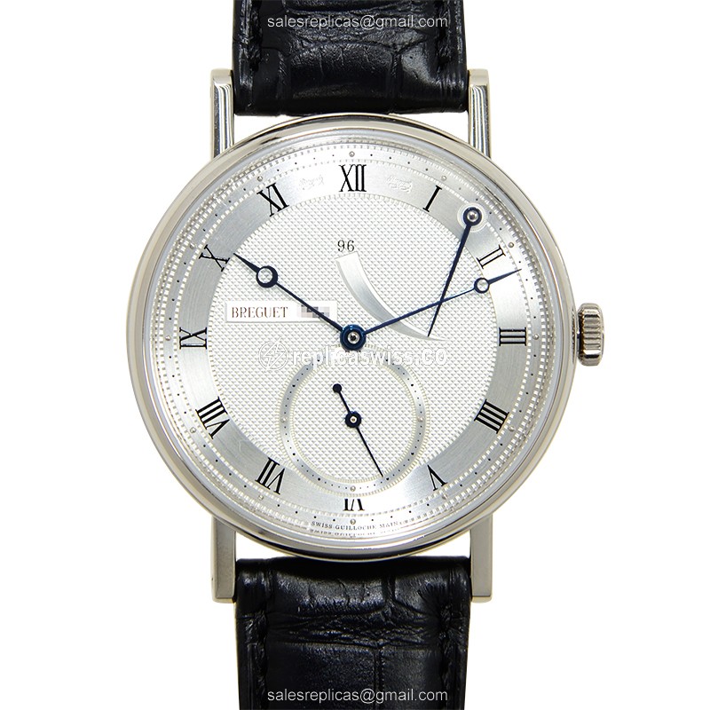 Exquisite Breguet 5277BB/12/9V6 Classic Manual Wind Watch in 18kt Gold with Silver Dial & Black