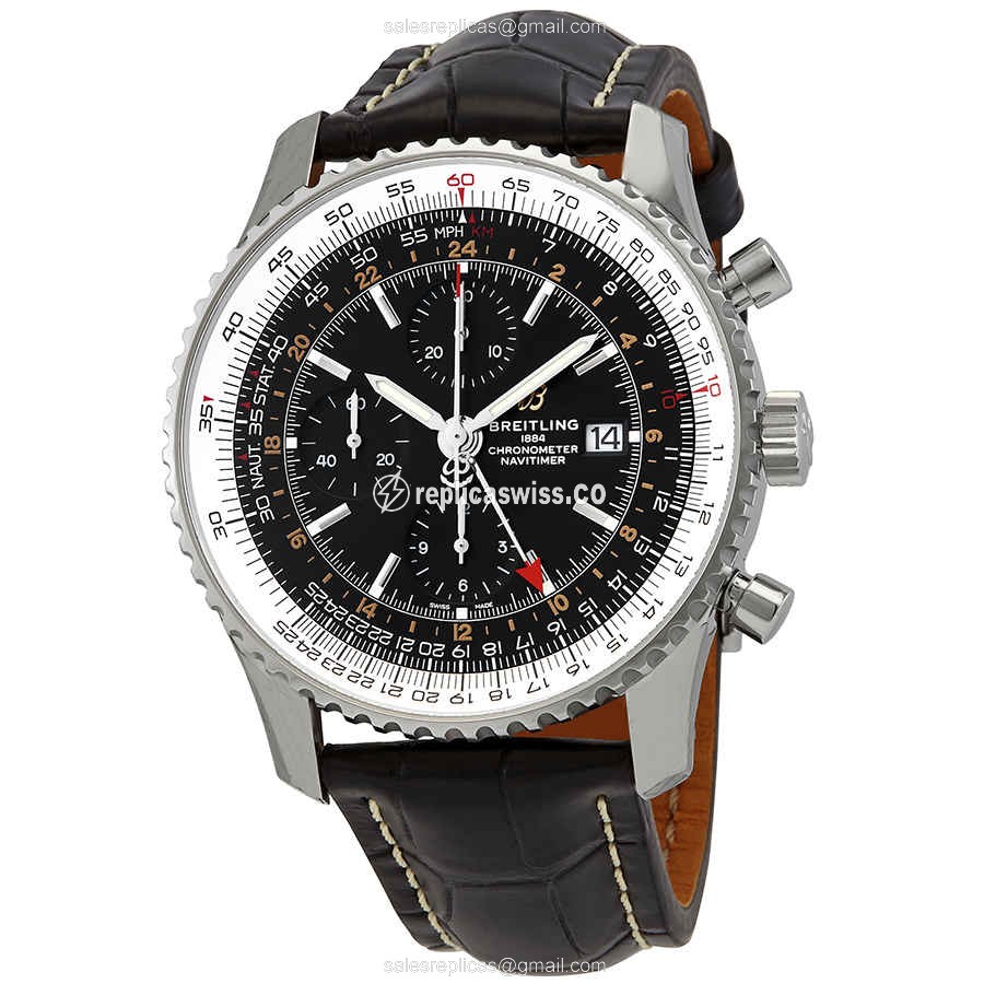 Exquisite Breitling A24322121B2P1 NAVITIMER 1 Replica with Automatic Movement & Black Alligator
