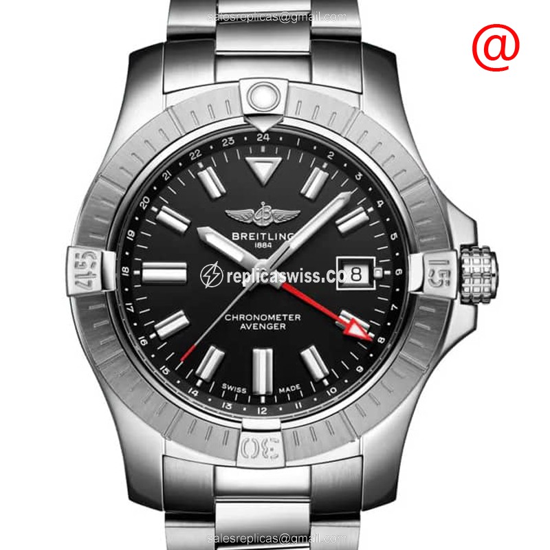 Exquisite Breitling Avenger II Stainless Steel Replica with Black Dial Automatic Movement Watch