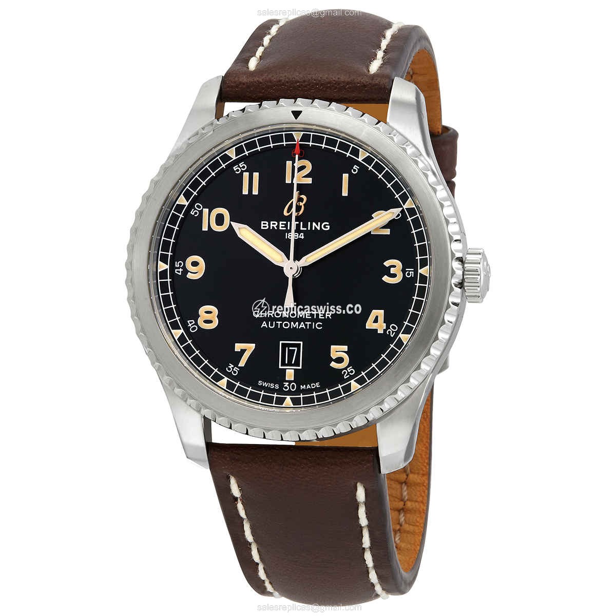 Exquisite Breitling AVIATOR 8 Replica in Stainless Steel, Automatic Movement & Elegant Black Dial
