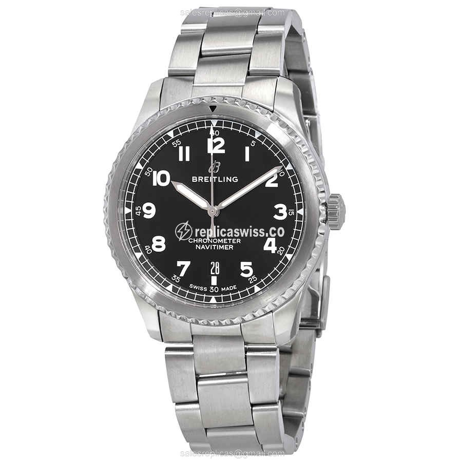 Exquisite Breitling Aviator 8 Replica in Stainless Steel with Black Dial & Automatic Movement Watch
