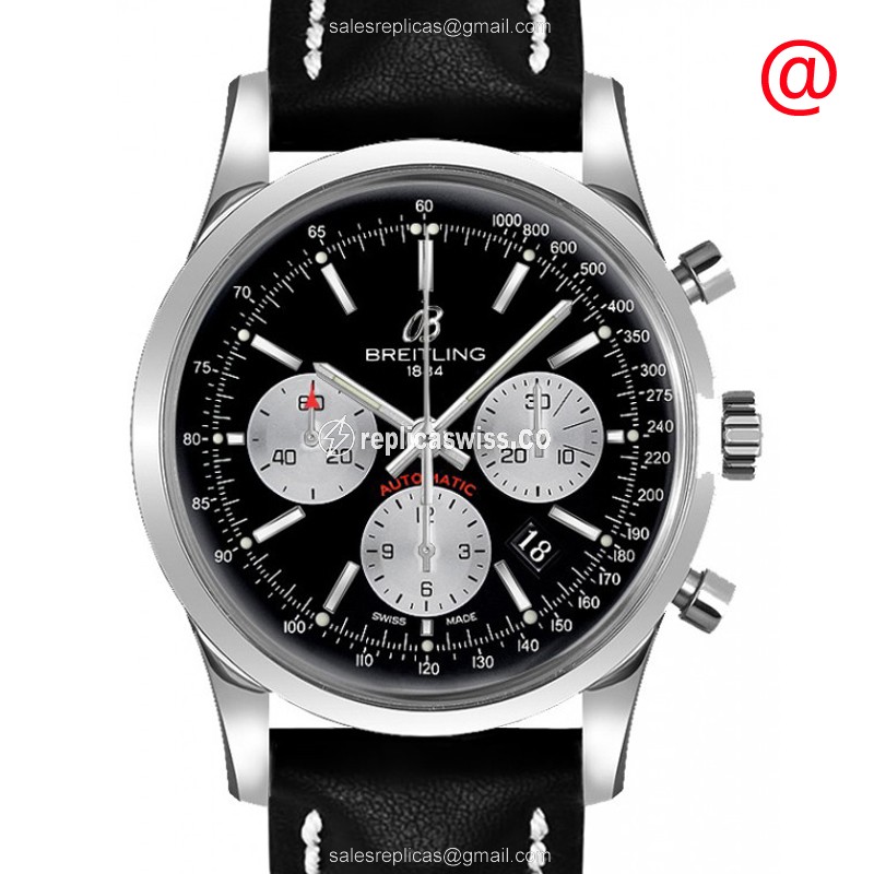 Exquisite Breitling Transocean Chronograph Replica | Automatic Movement | Black Dial & Stainless