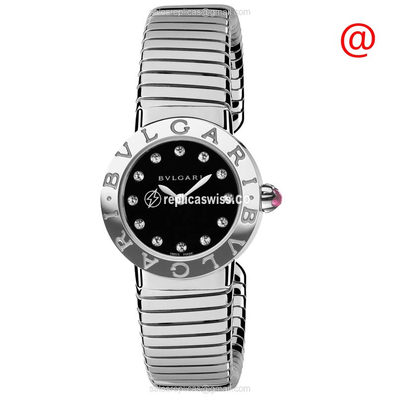 Exquisite Bulgari 102223 Replica Watch with Black Dial Stainless Steel Case