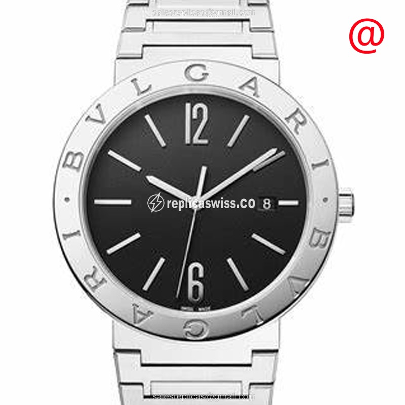 Exquisite Bulgari 102928 Automatic Replica with Black Dial Steel Case Watch