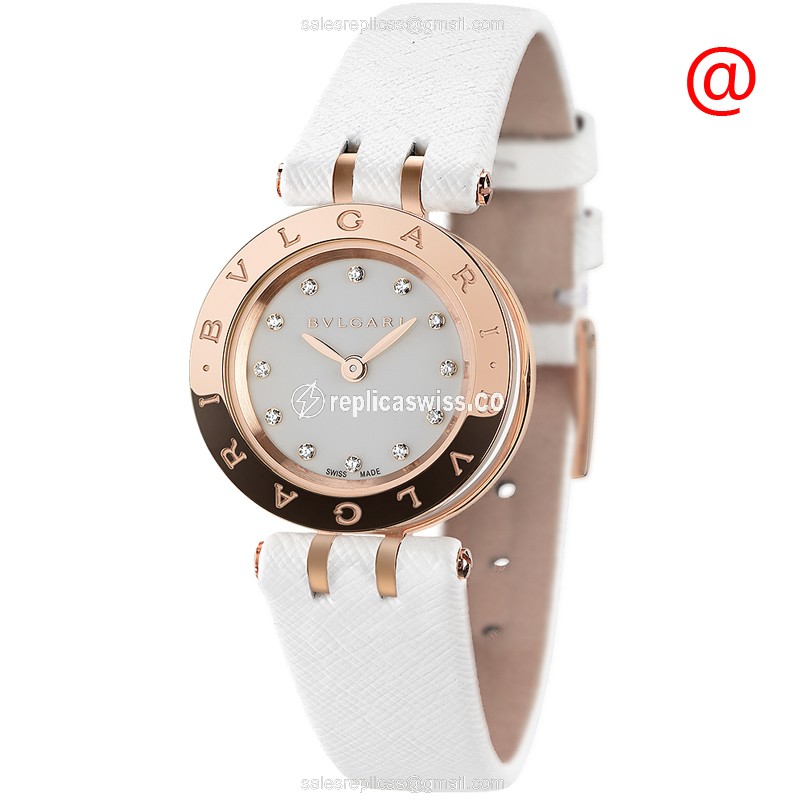 Exquisite Bulgari B.ZERO1 Replica with Silver Dial & Leather Strap, 18kt Rose Gold Case Watch