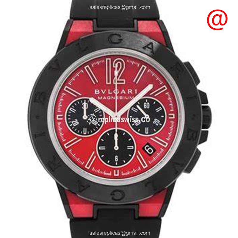 Exquisite Bulgari DIAGONO Automatic Replica Watch | Red Dial | Stainless Steel Case