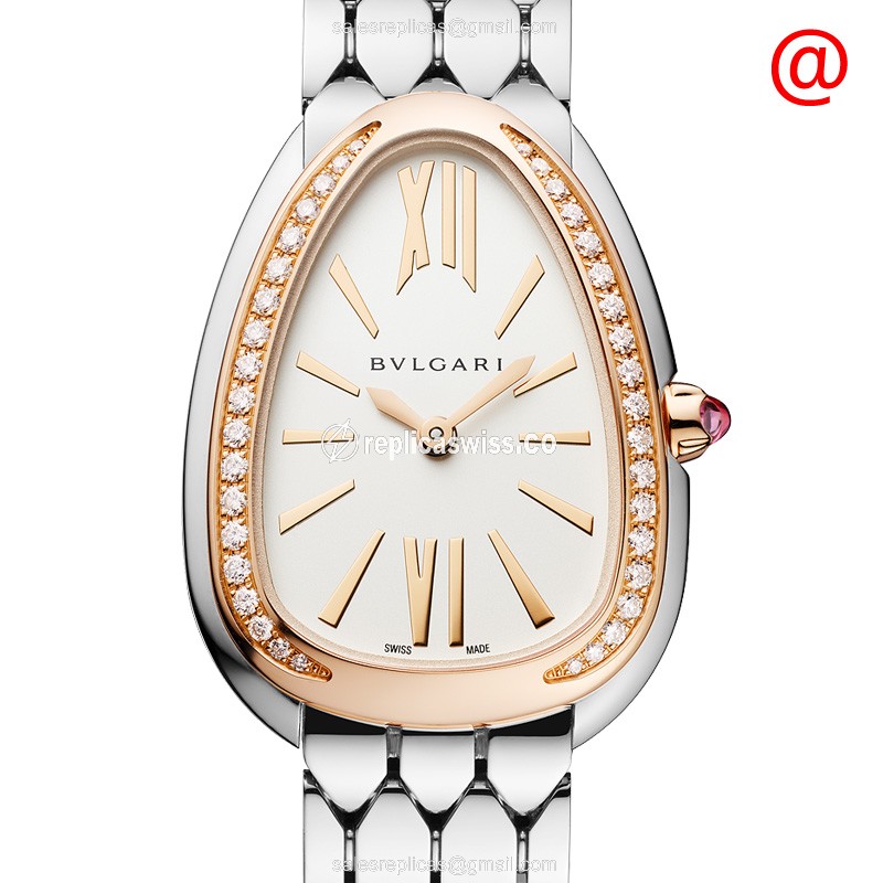 Exquisite Bulgari Serpenti Seduttori Replica | Swiss Quartz | White Dial | 18kt Rose Gold Bezel