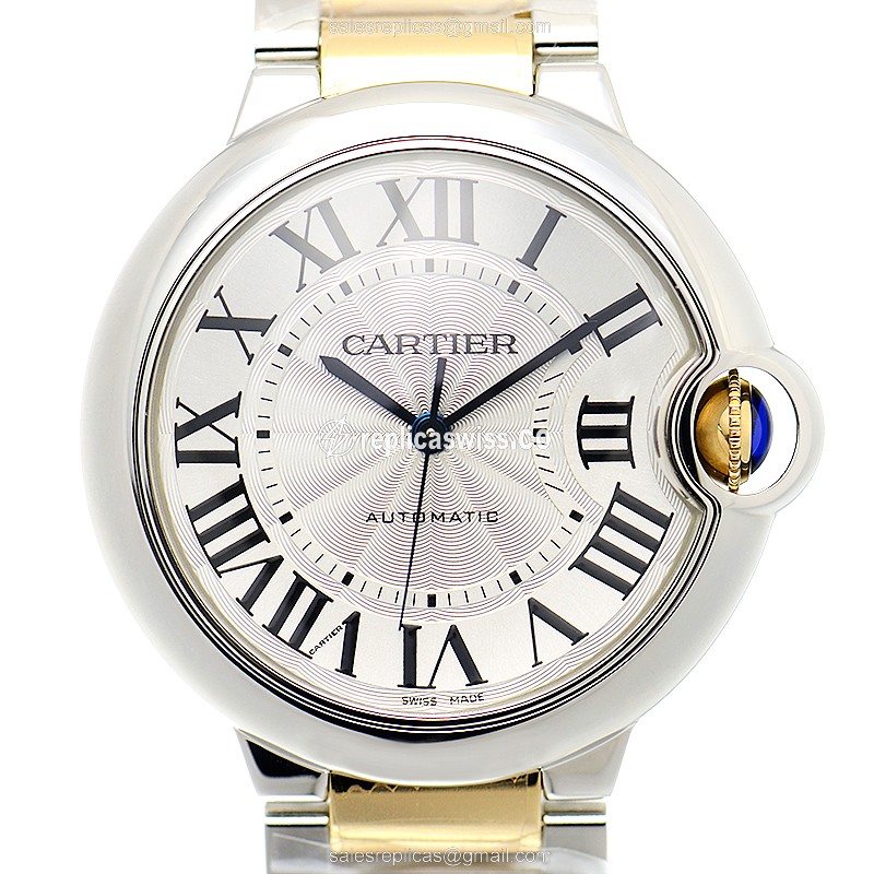 Exquisite Cartier Ballon Bleu Automatic Watch in Silver Dial with 18kt Gold Strap