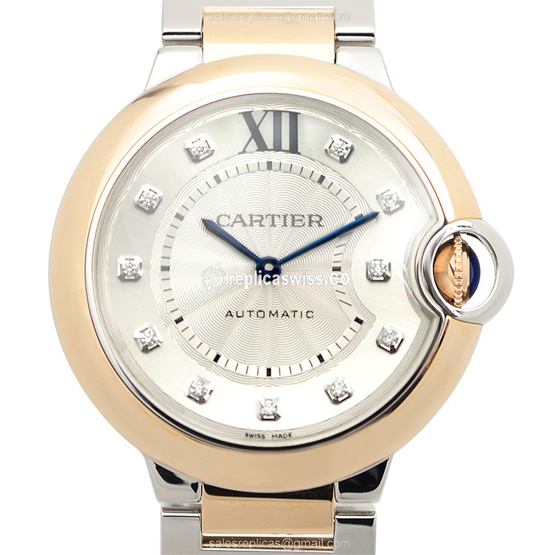Exquisite Cartier Ballon Bleu W3BB0007 Replica in 18kt Gold, Automatic Movement & Silver Dial Watch