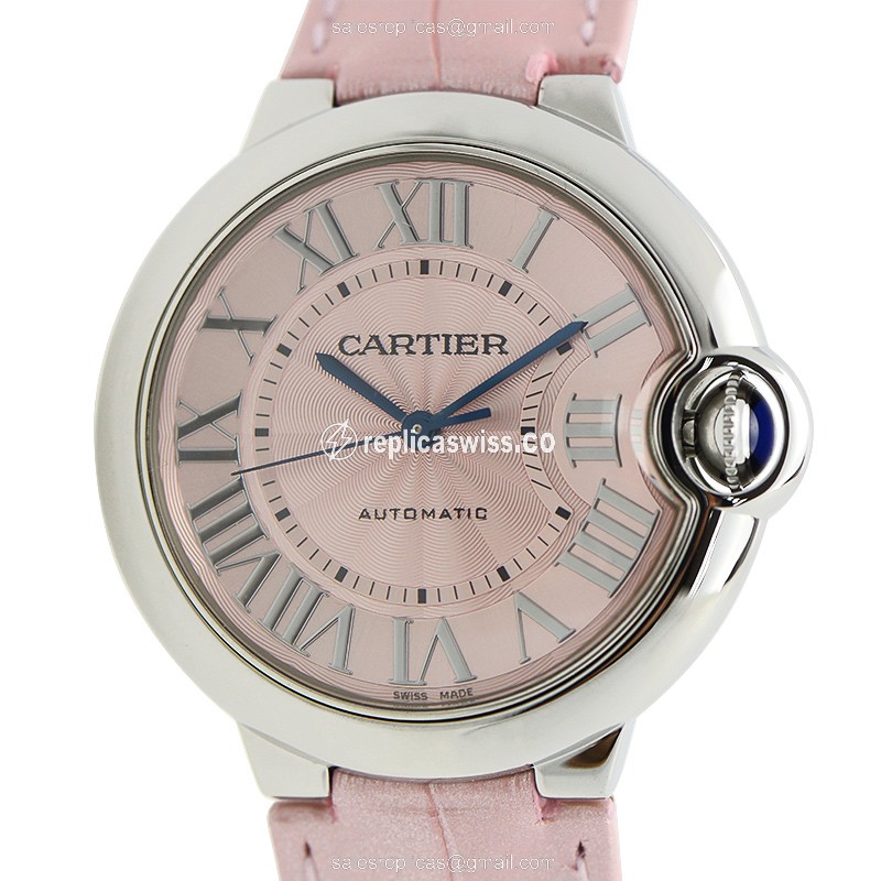 Exquisite Cartier Ballon Bleu WSBB0007 Replica with Pink Automatic Dial & Steel Case Watch