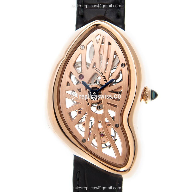 Exquisite Cartier Crash Replica in 18kt Rose Gold with Automatic Movement Crystal Case Watch