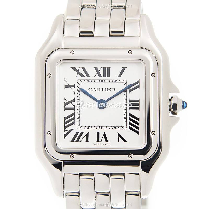 Exquisite Cartier PANTHeRE De Cartier Replica in Silver Dial & Steel Case with Quartz Movement Watch