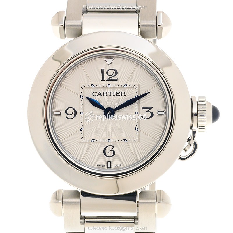 Exquisite Cartier Pasha De Cartier Replica in Stainless Steel Case, Silver Dial & Clasp Watch