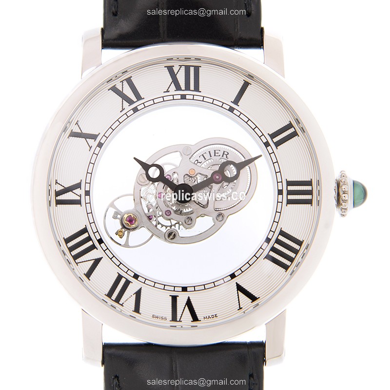 Exquisite Cartier Rotonde De Cartier 950 Platinum Replica with Manual Wind Movement Silver Dial