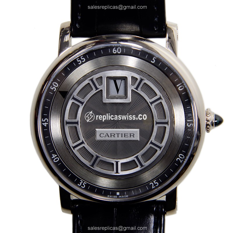 Exquisite Cartier Rotonde De Cartier Replica in 18kt Gold, Manual Wind, Elegant Gray Dial Watch