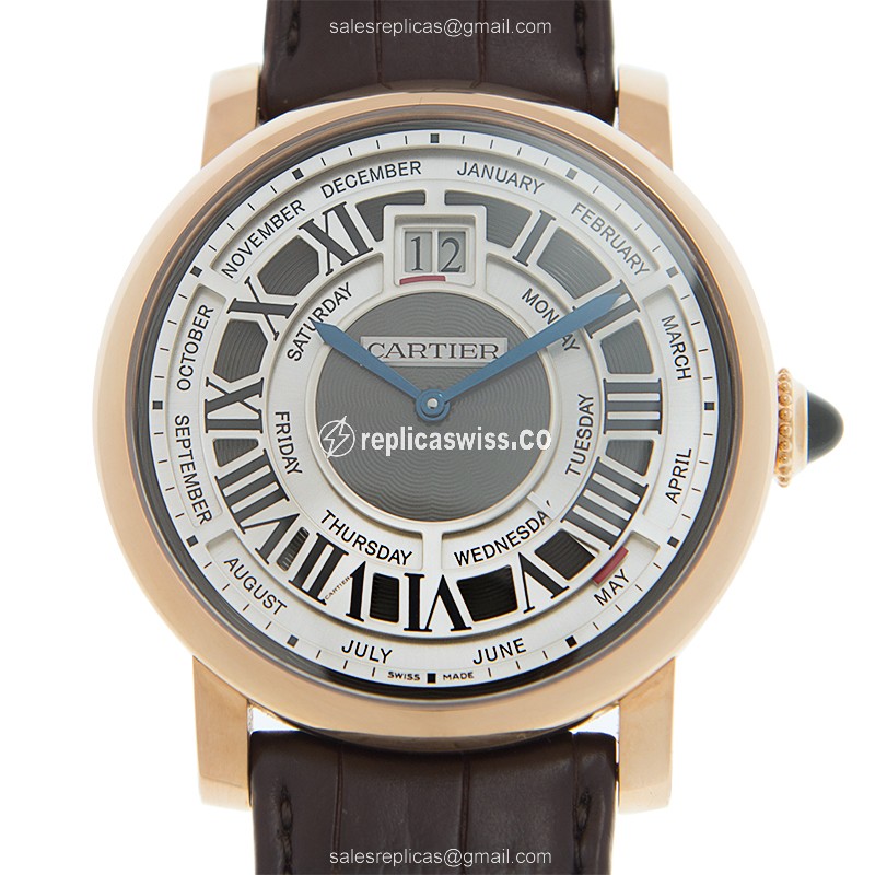 Exquisite Cartier ROTONDE DE CARTIER Replica in 18kt Rose Gold with Silver Dial Automatic