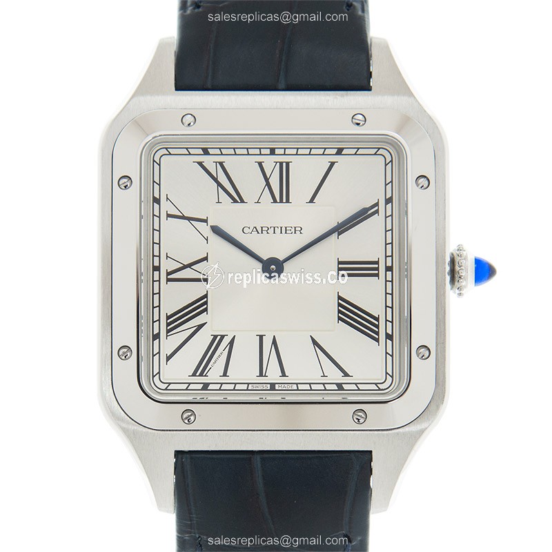 Exquisite Cartier Santos Replica in Silver Dial, Manual Wind Movement & Steel Case Watch