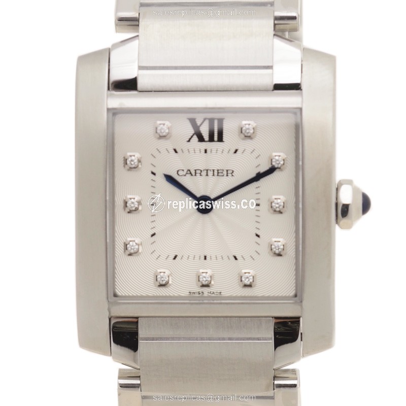 Exquisite Cartier Tank Quartz Replica in Silver Dial Steel Case Watch