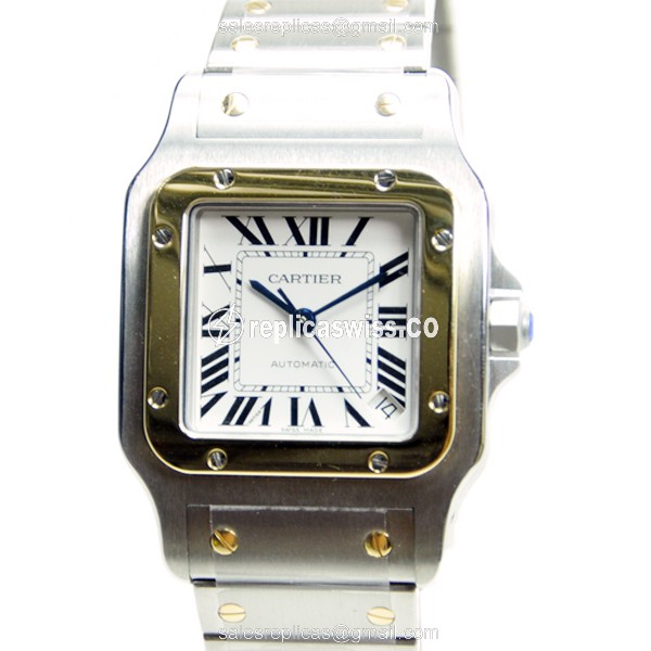 Exquisite Cartier W20099C4 Santos Replica in White Dial & Stainless Steel, Automatic Movement &