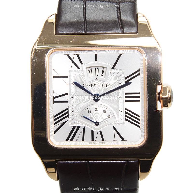 Exquisite Cartier W2020067 Santos Replica, Automatic Movement, 18kt White Gold Dial, Alligator