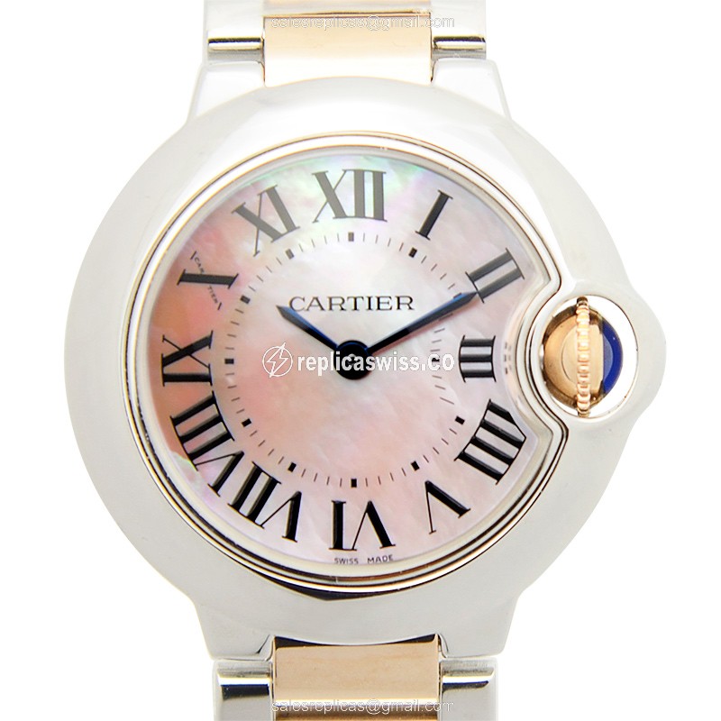 Exquisite Cartier W2BB0009 BALLON BLEU Replica, Pink Dial, 18kt Rose Gold Case Watch